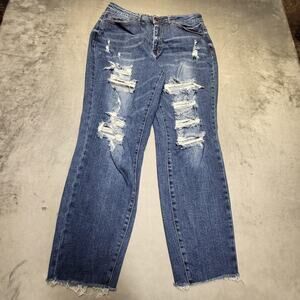 WAX JEAN COLLECTION Jeans Womens 13/31 Blue Straight Relaxed Distressed